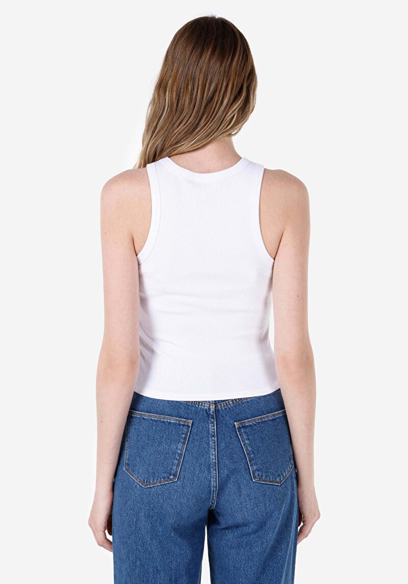 Slim Fit Kadın Beyaz Atlet