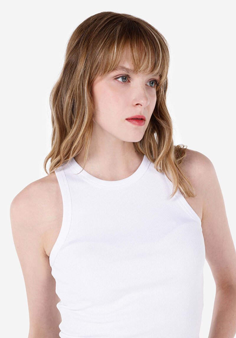 Slim Fit Kadın Beyaz Atlet