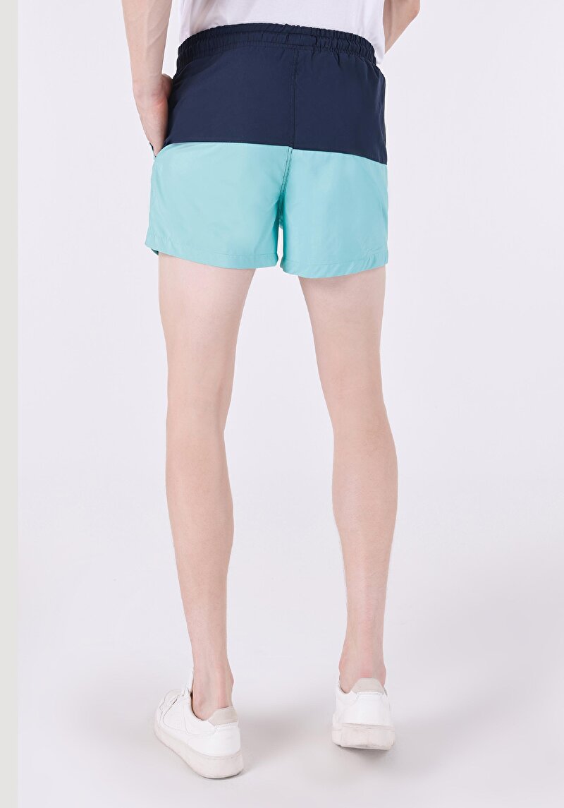 Slim Fit Düz Astarlı Erkek Yeşil Deniz Şortu