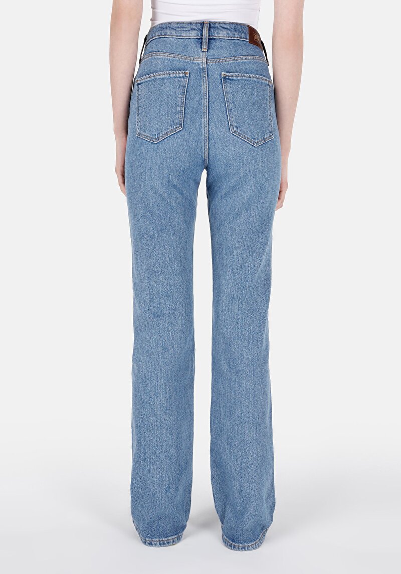 Regular Fit Orta Bel Bootcut Kadın Yeşil Jean Pantolon