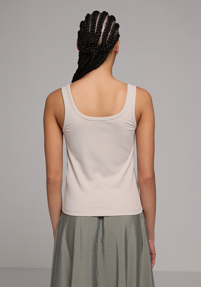 Slim Fit Kadın Bej Atlet