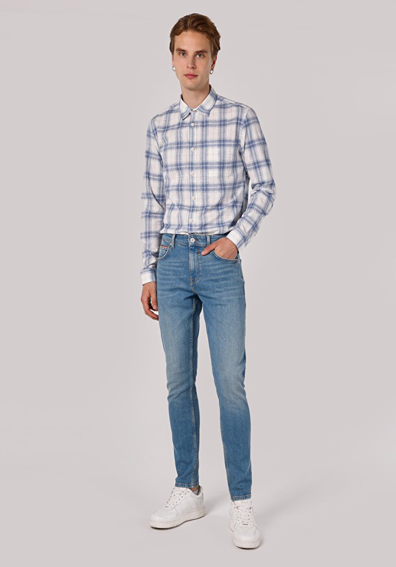 Slim Fit Düşük Bel Dar Paça Erkek Denim Jean Pantolon