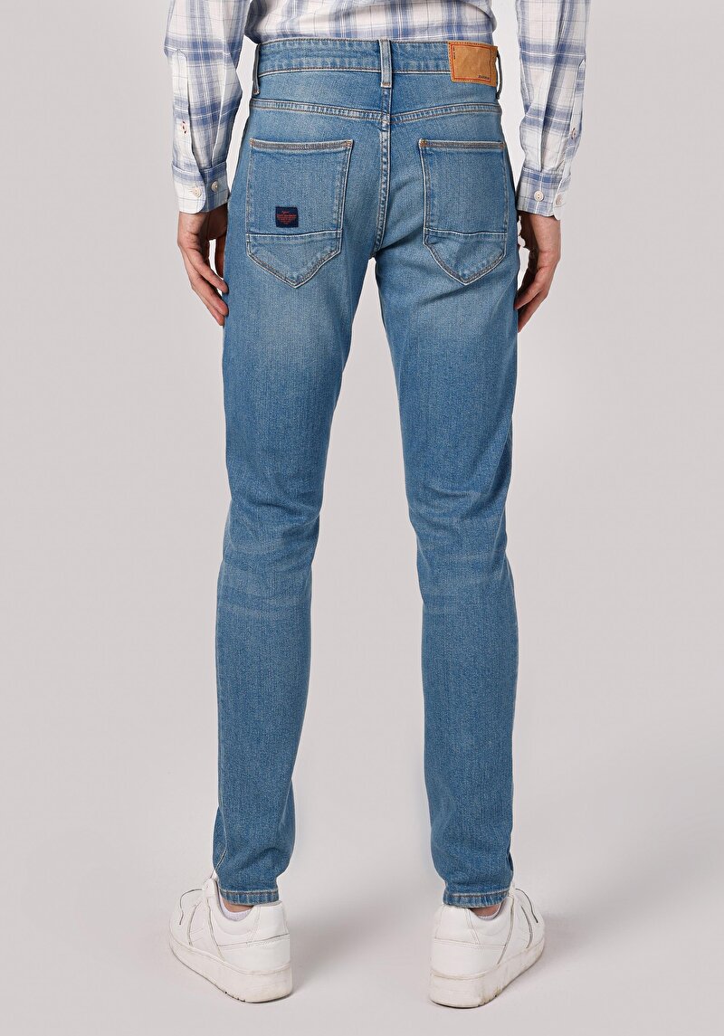 Slim Fit Düşük Bel Dar Paça Erkek Denim Jean Pantolon
