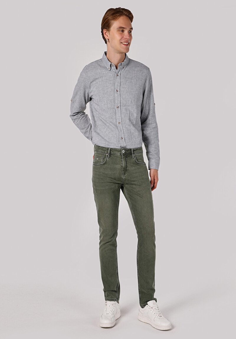 Straight Fit Düşük Bel Düz Paça Erkek İndigo Jean Pantolon