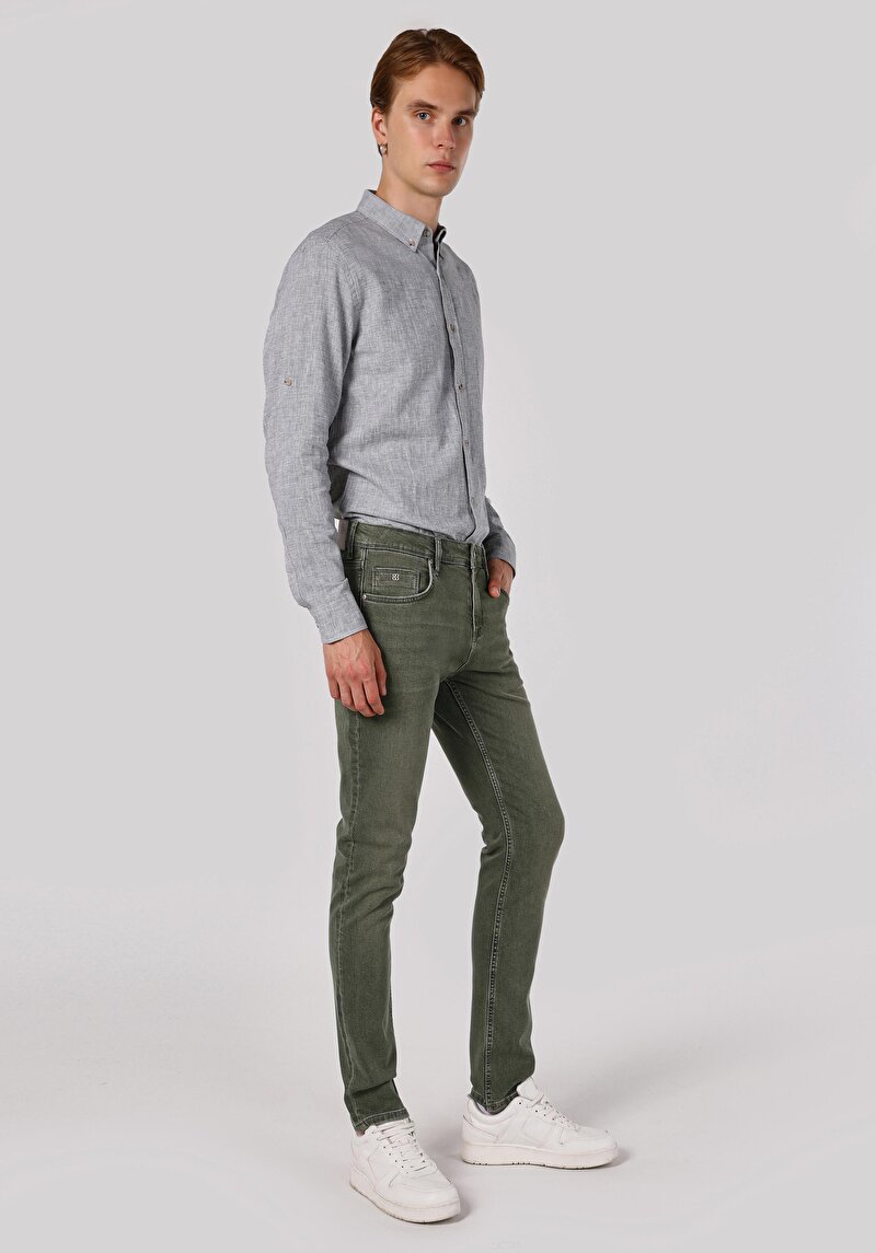 Straight Fit Düşük Bel Düz Paça Erkek İndigo Jean Pantolon