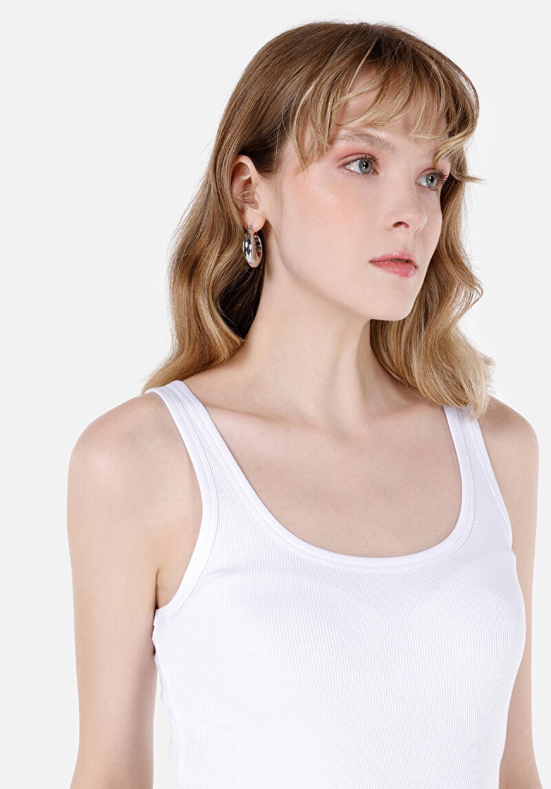 Slim Fit Kadın Beyaz Atlet