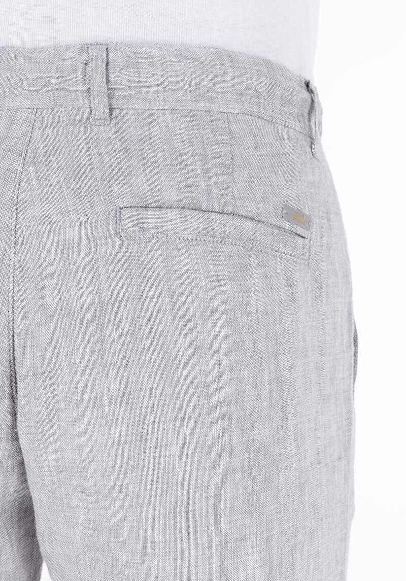 Regular Fit Orta Bel Düz Paça Keten Erkek Gri Pantolon