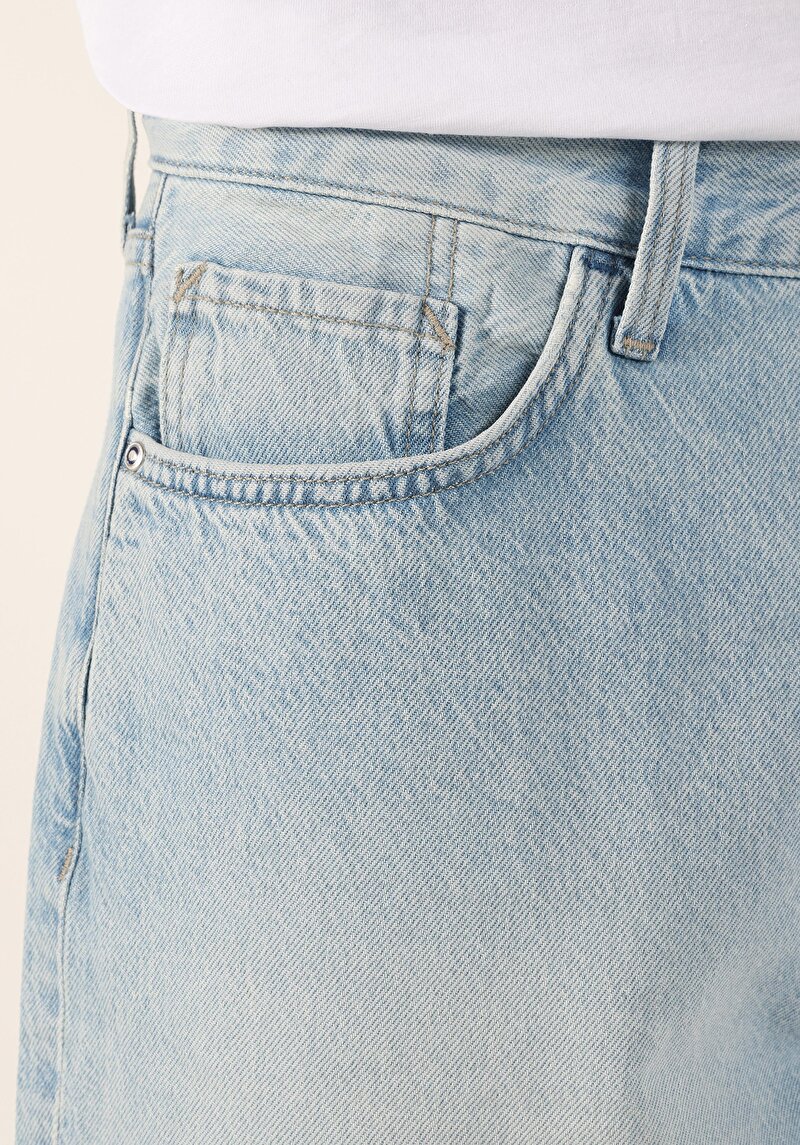 Baggy Fit Orta Bel  Erkek Siyah Jean Şort