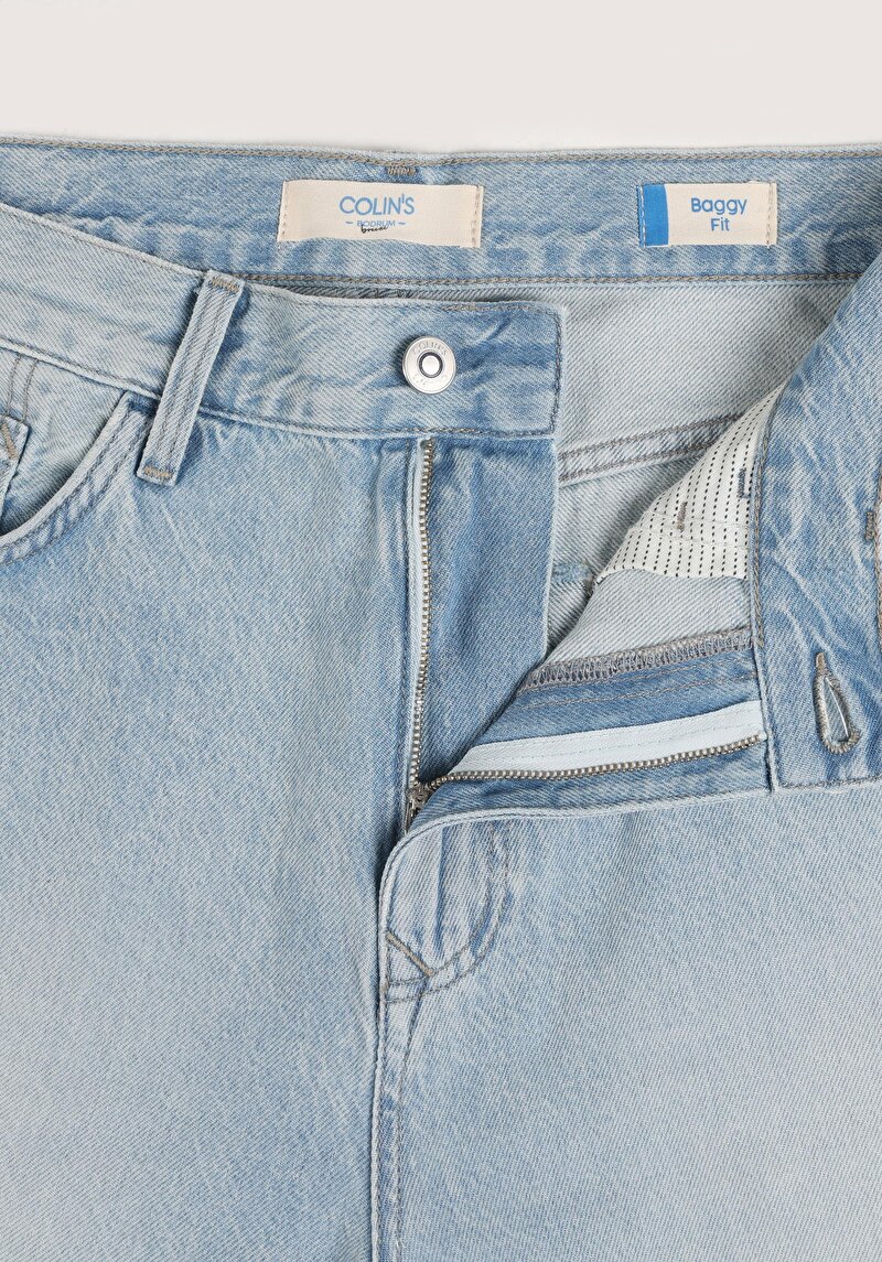 Baggy Fit Orta Bel  Erkek Siyah Jean Şort