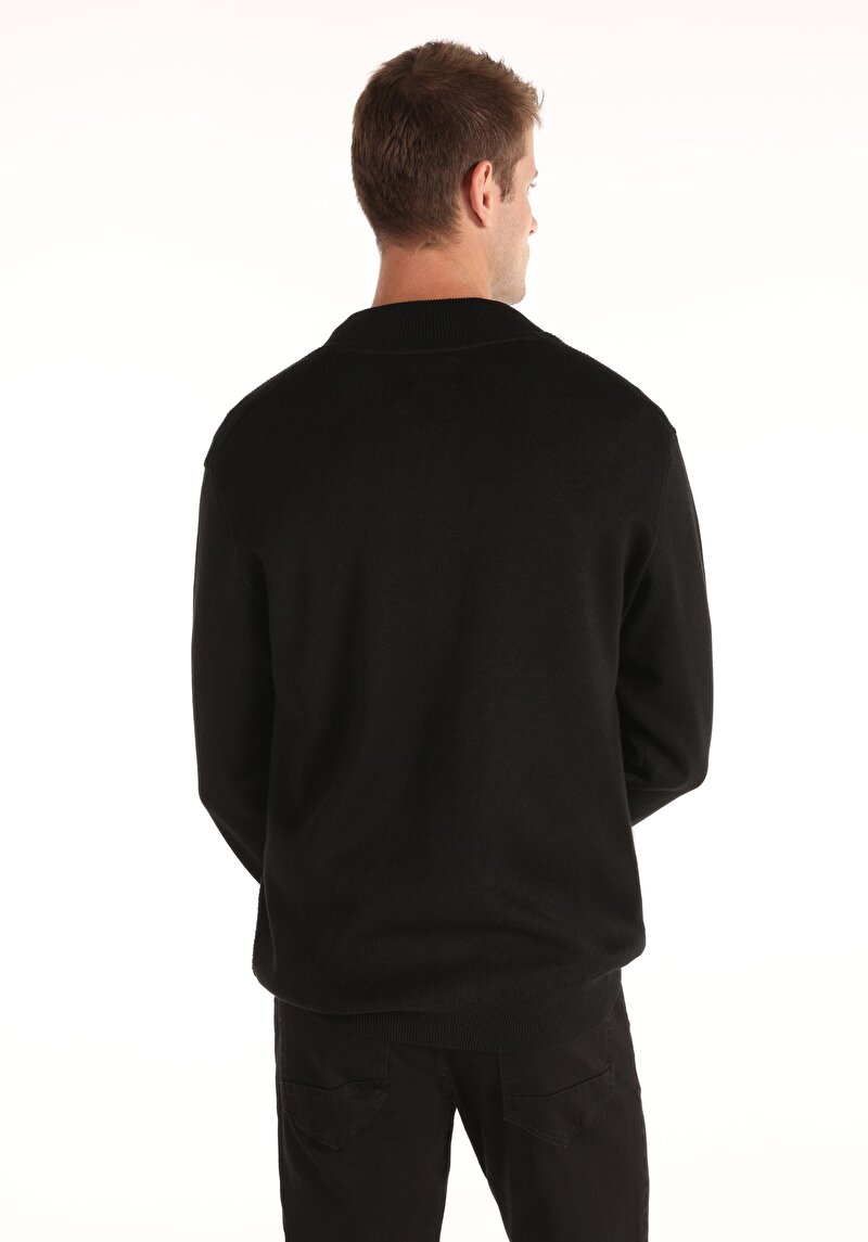 Regular Fit Erkek Siyah Hırka