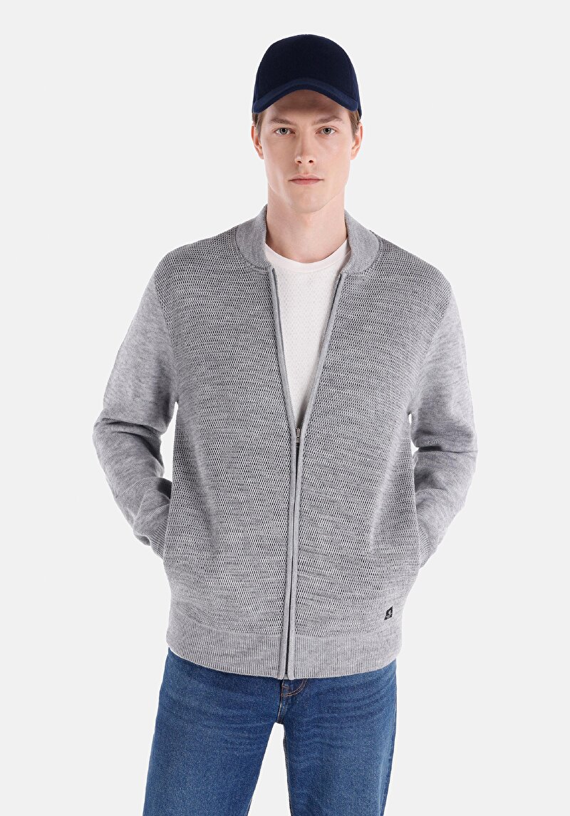 Regular Fit Erkek Gri Hırka