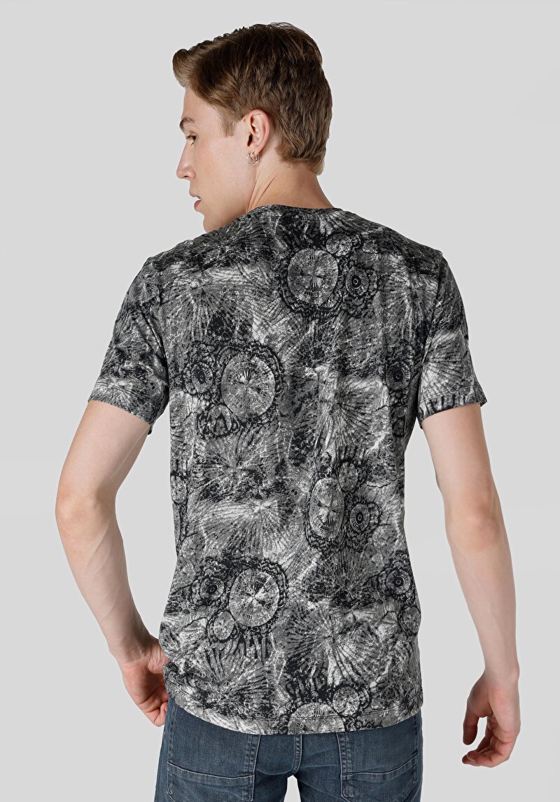 Regular Fit Yuvarlak Yaka Erkek Gri Kısa Kol Tişört