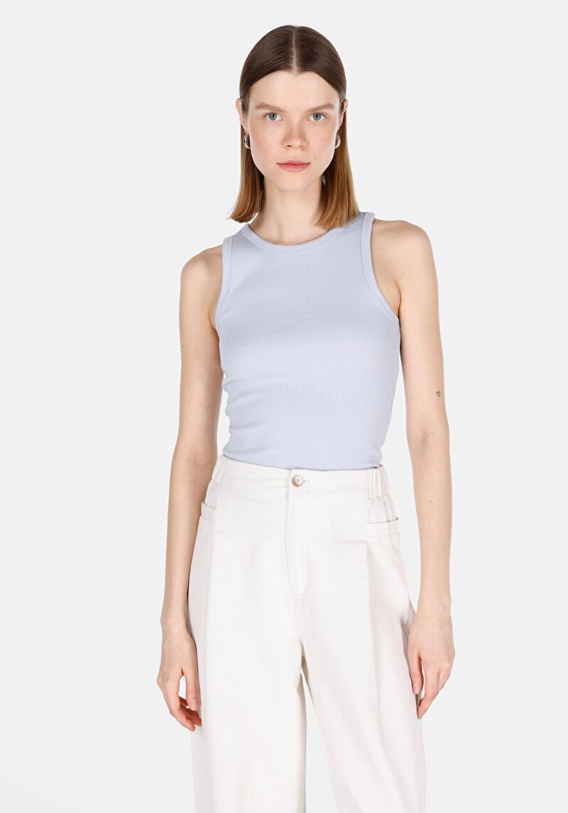 Slim Fit Kadın Mavi Atlet