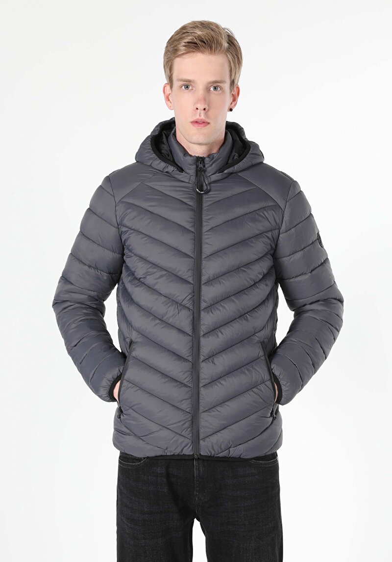 Slim Fit     Erkek Antrasit Mont