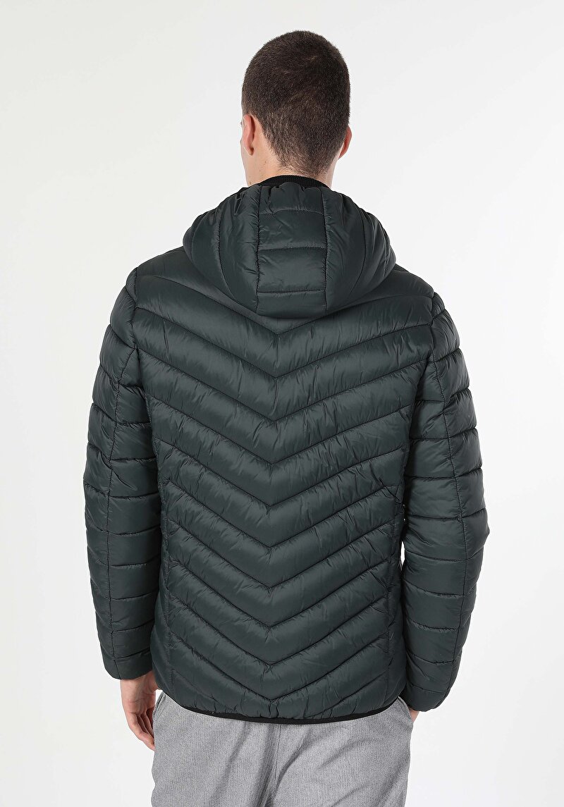 Slim Fit Erkek Yeşil Mont