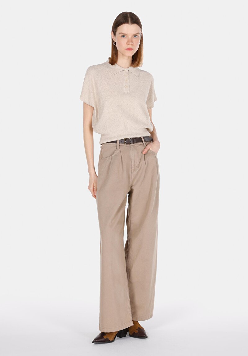 Regular Fit Kadın Bej Kazak