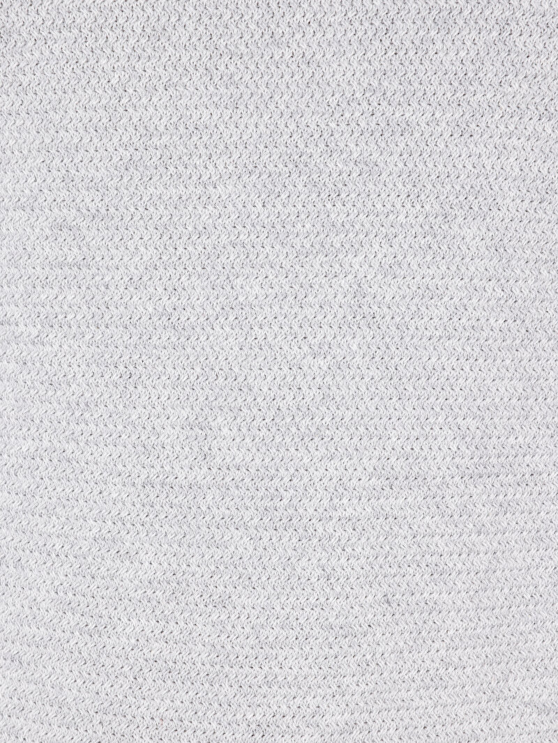 Regular Fit Yuvarlak Yaka Jakarlı Erkek Beyaz Triko Kazak