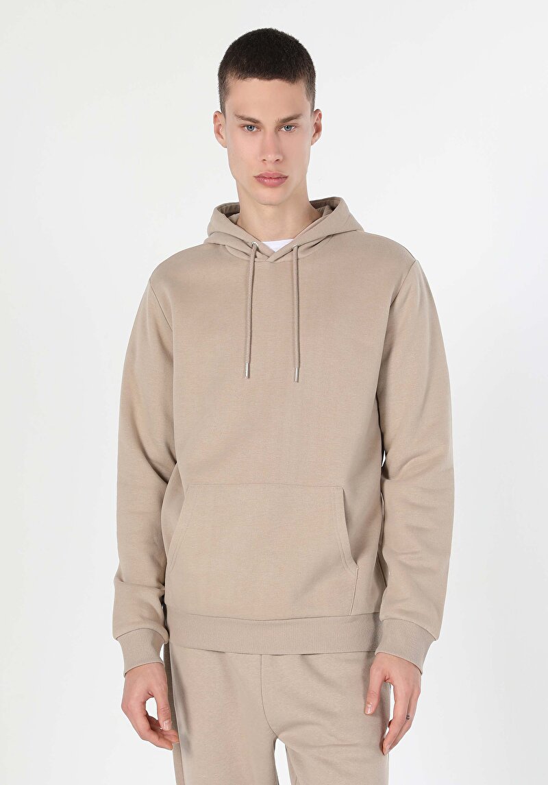 Regular Fit   Erkek Bej Sweatshirt