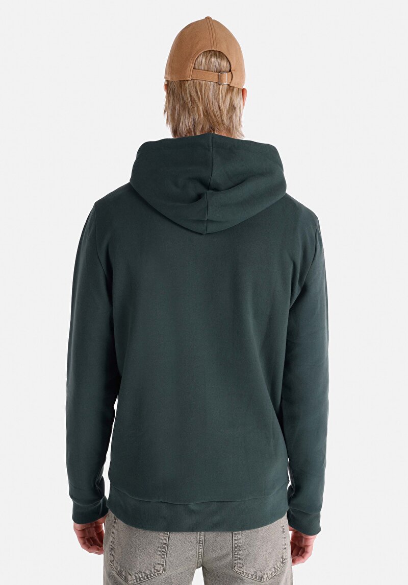 Regular Fit Kapüşonlu Erkek Yeşil Sweatshirt