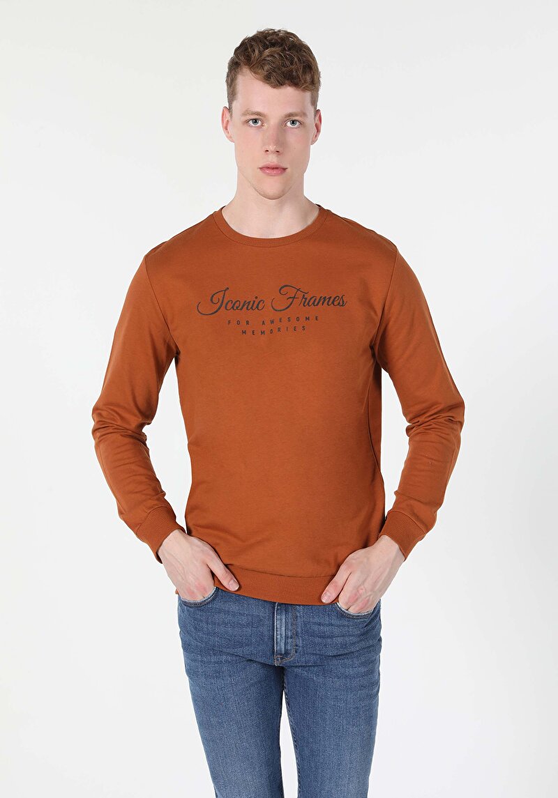 Regular Fit Erkek Kahverengi Sweatshirt