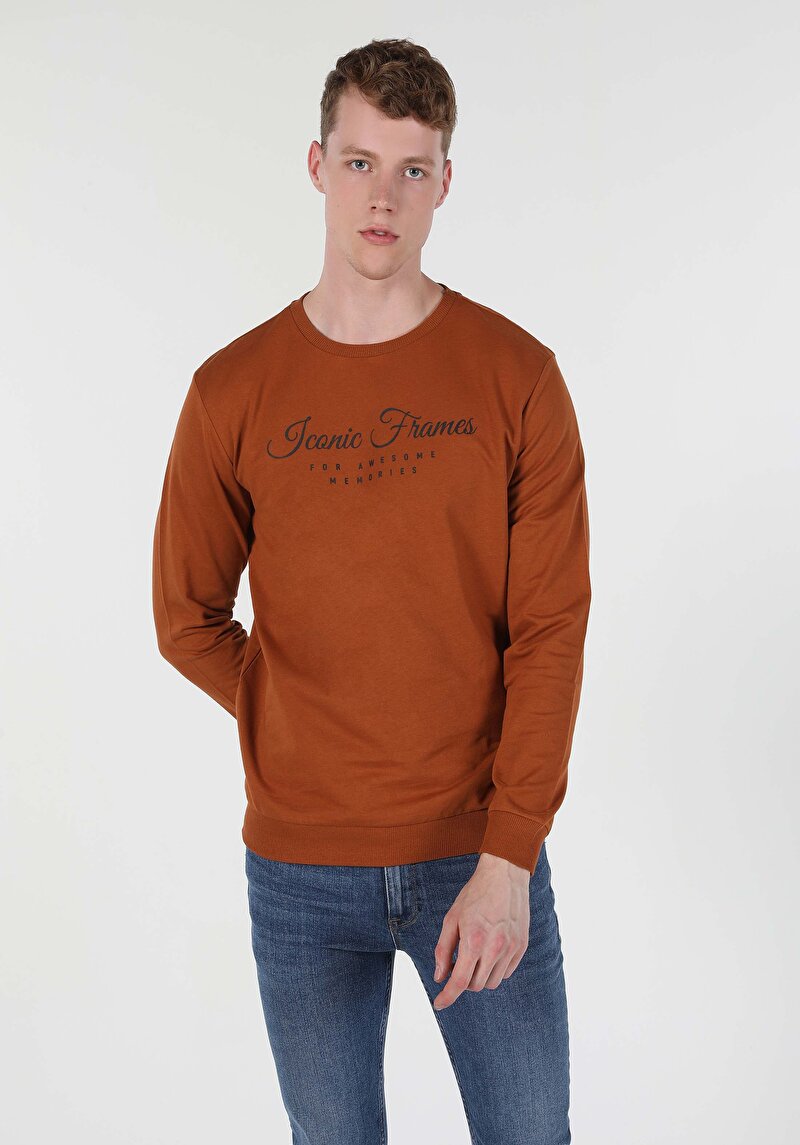 Regular Fit Erkek Kahverengi Sweatshirt