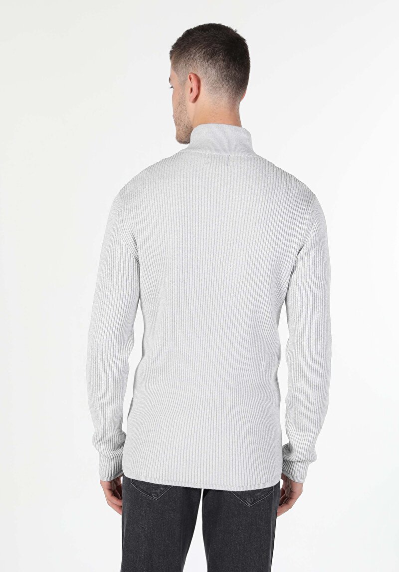 Slim Fit Erkek Gri Triko Hırka