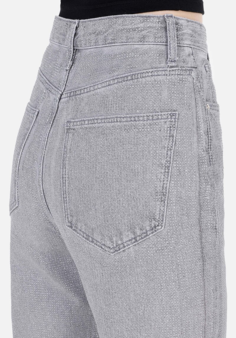 Straight Fit Yüksek Bel Düz Paça Kadın Lacivert Jean Pantolon