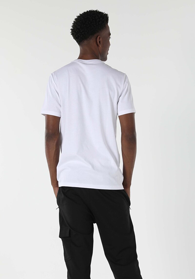 Regular Fit Yuvarlak Yaka Düz Erkek Beyaz Kısa Kol Tişört