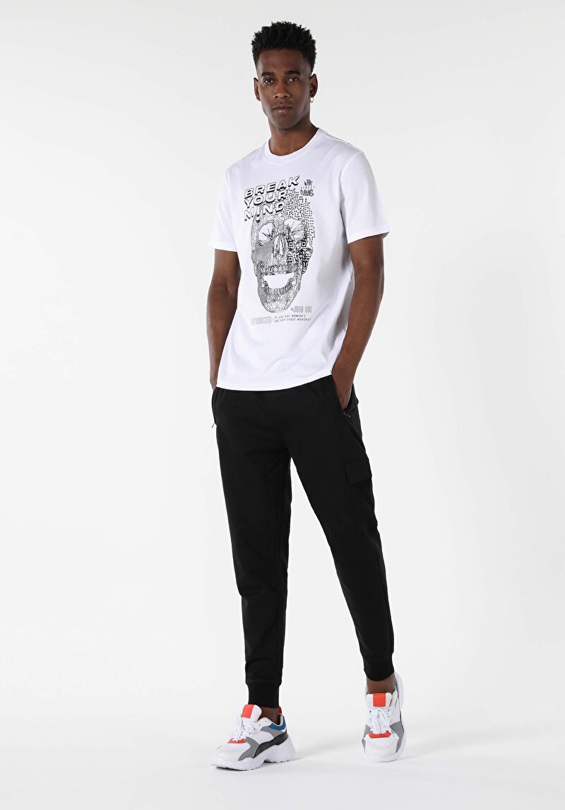 Regular Fit Yuvarlak Yaka Düz Erkek Beyaz Kısa Kol Tişört