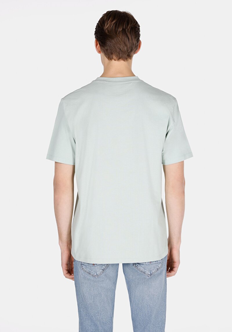 Comfort Fit Yuvarlak Yaka Düz Erkek Yeşil Örme Kısa Kol Tişört