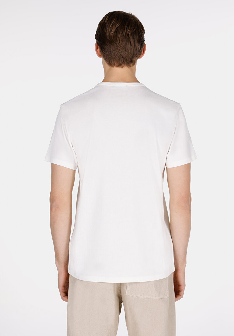 Regular Fit Yuvarlak Yaka Düz Erkek Beyaz Kısa Kol Tişört