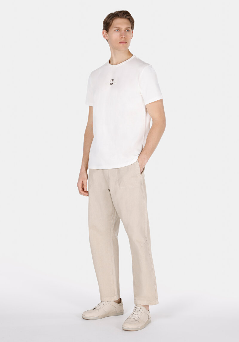 Regular Fit Yuvarlak Yaka Düz Erkek Beyaz Kısa Kol Tişört