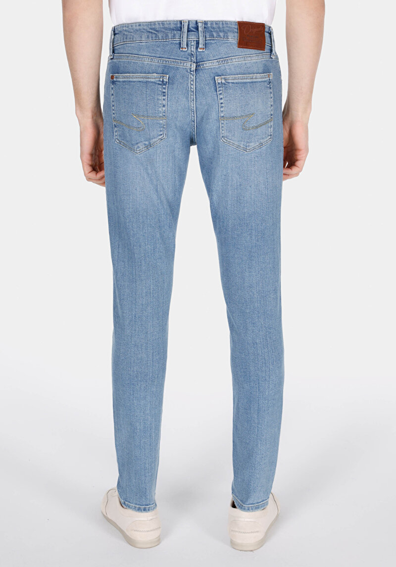 Slim Fit Düşük Bel Dar Paça Erkek İndigo Jean Pantolon