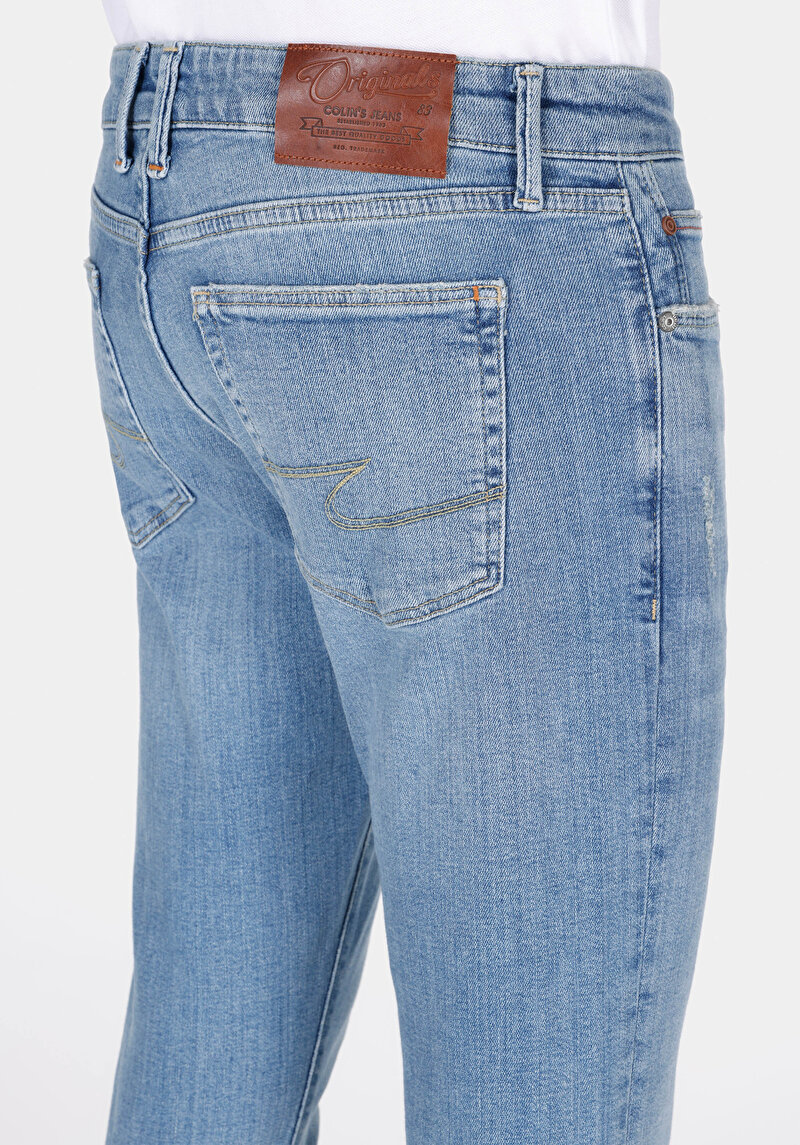 Slim Fit Düşük Bel Dar Paça Erkek İndigo Jean Pantolon