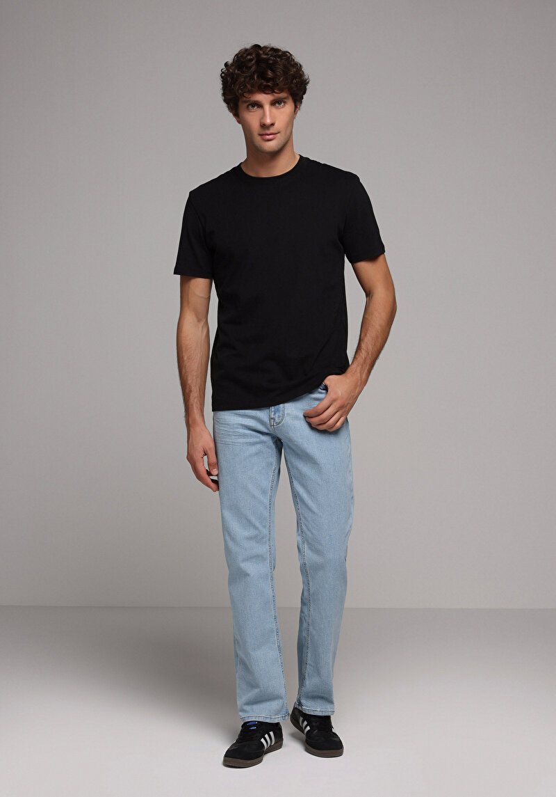 Regular Fit Orta Bel Düz Paça Erkek İndigo Ecologic Jean Pantolon