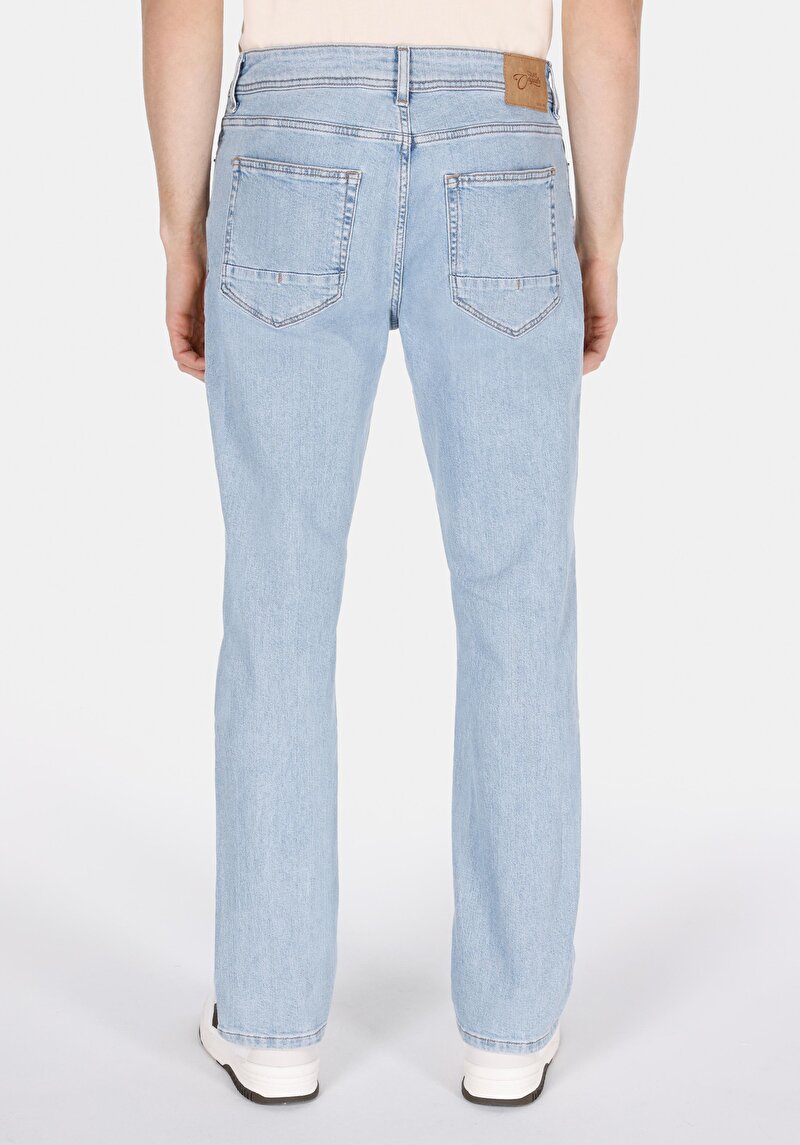 Regular Fit Orta Bel Düz Paça Erkek İndigo Ecologic Jean Pantolon