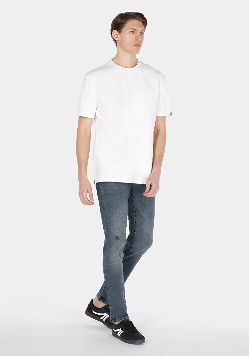 Straight Fit Düşük Bel Düz Paça Erkek İndigo Jean Pantolon