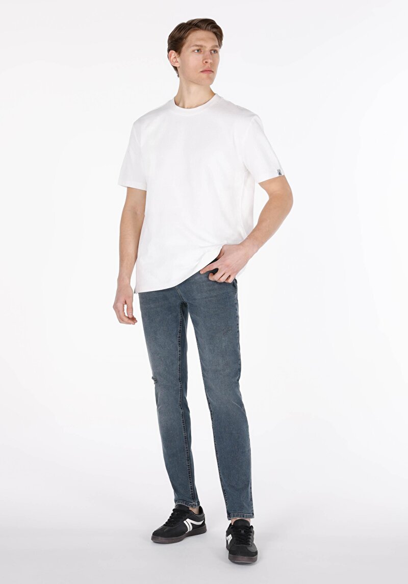Straight Fit Düşük Bel Düz Paça Erkek İndigo Jean Pantolon