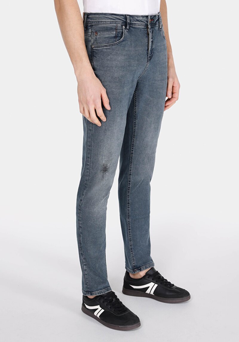 Straight Fit Düşük Bel Düz Paça Erkek İndigo Jean Pantolon