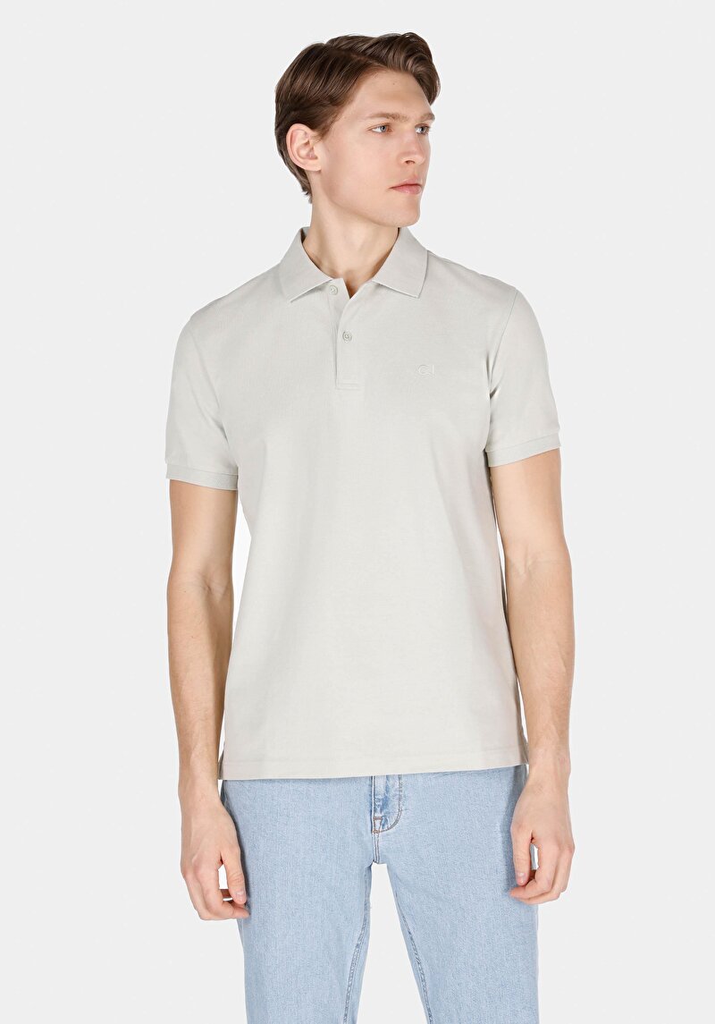 Regular Fit Polo Yaka Düz Erkek Yeşil Pamuklu Kısa Kol Tişört