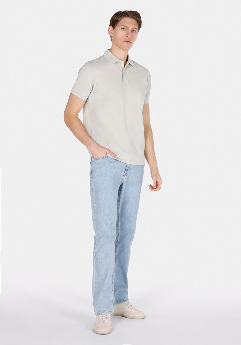 Regular Fit Polo Yaka Düz Erkek Yeşil Pamuklu Kısa Kol Tişört