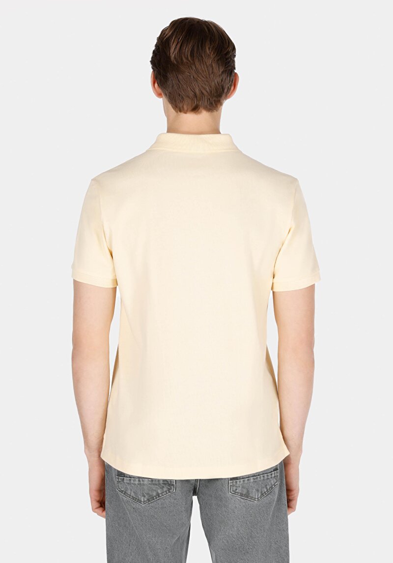 Regular Fit Polo Yaka Düz Erkek Sari Kısa Kol Tişört