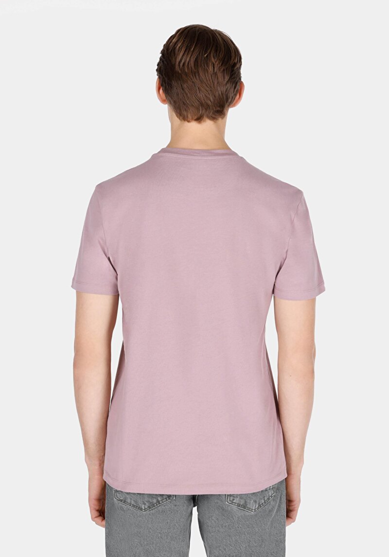 Regular Fit Yuvarlak Yaka Düz Cepsiz Erkek Pembe Kısa Kol Tişört