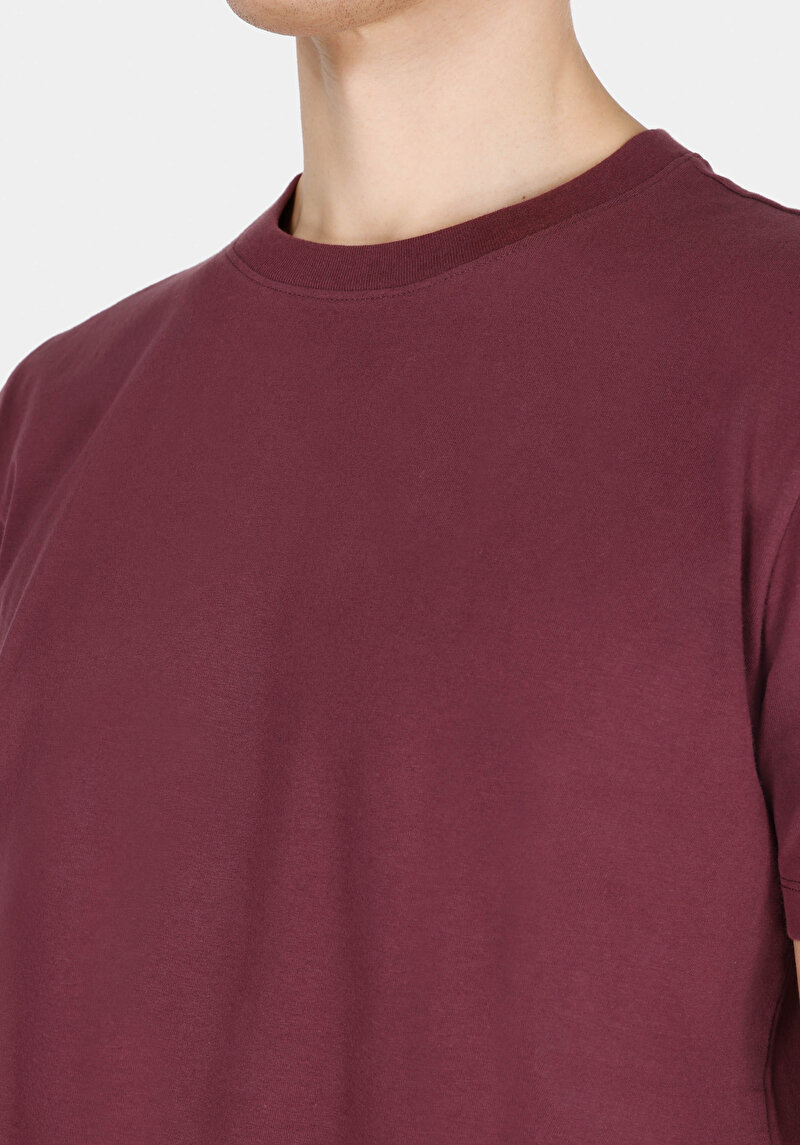 Regular Fit Yuvarlak Yaka Düz Erkek Mor Kısa Kol Tişört