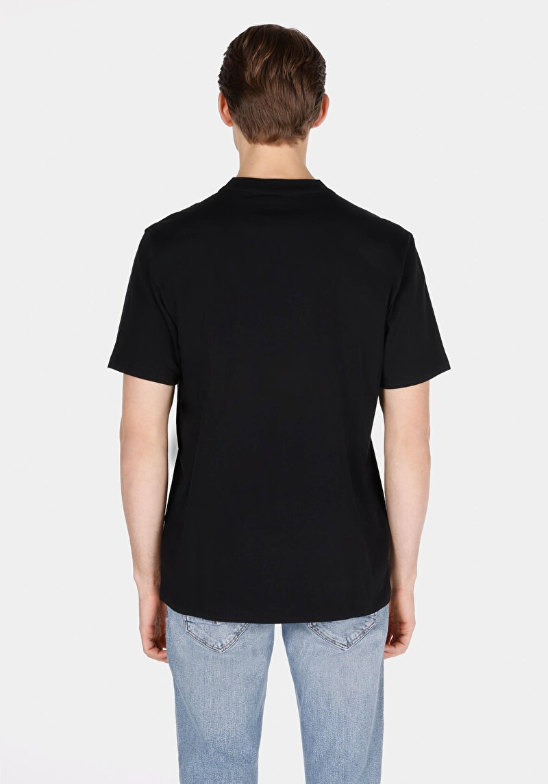 Comfort Fit Yuvarlak Yaka Düz Erkek Siyah Kısa Kol Tişört