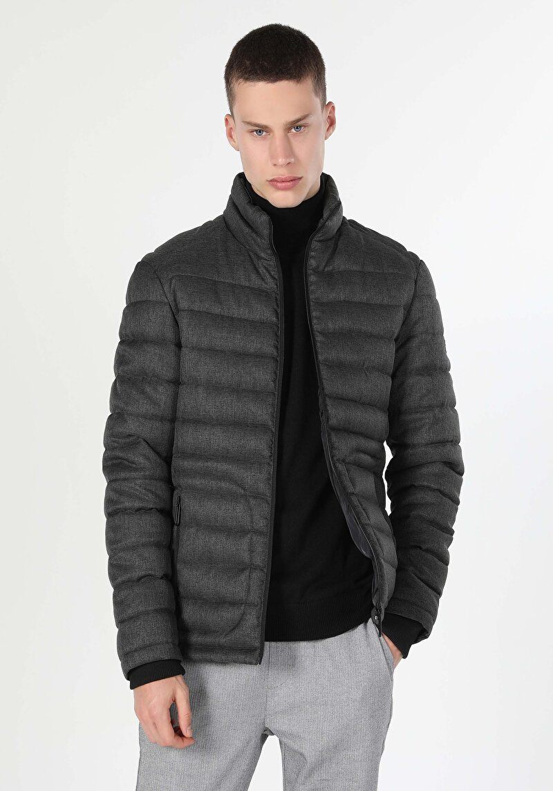 Slim Fit     Erkek Antrasit Mont