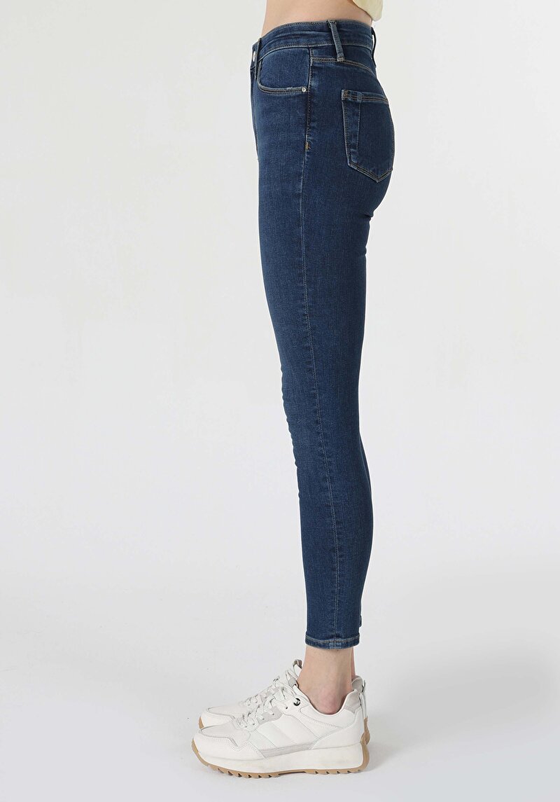 Skinny Fit Orta Bel Dar Paça Kadın Denim Jean Pantolon
