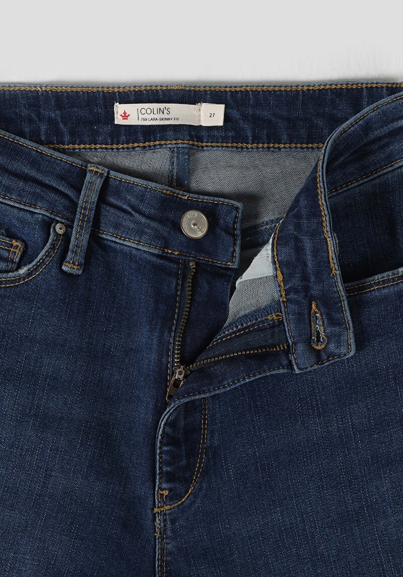 Skinny Fit Orta Bel Dar Paça Kadın Denim Jean Pantolon