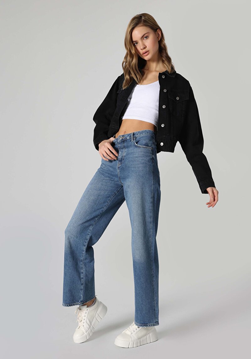 Regular Fit   Kadın Gri Jean Pantolon