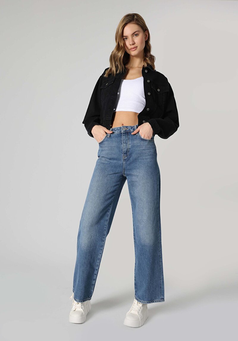 Regular Fit   Kadın Gri Jean Pantolon